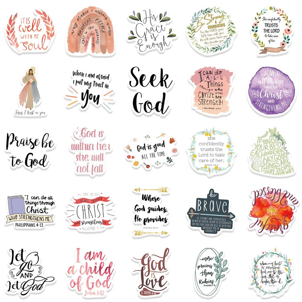 Set of 50 random pattern graffiti stickers for journal and laptop decoration.