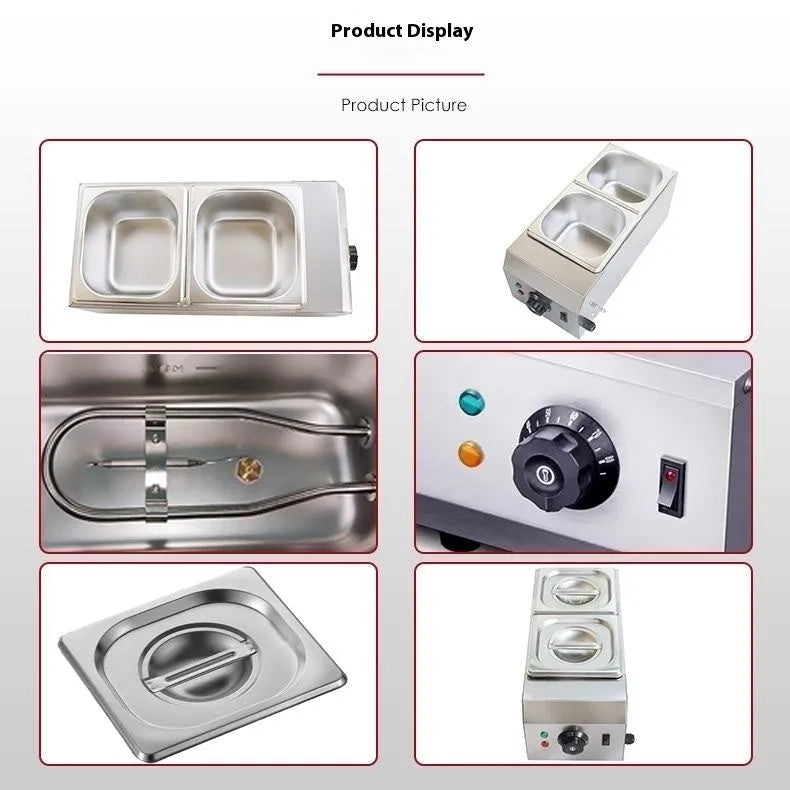 Commercial electric chocolate melting machine with double pot and water insulation heating system