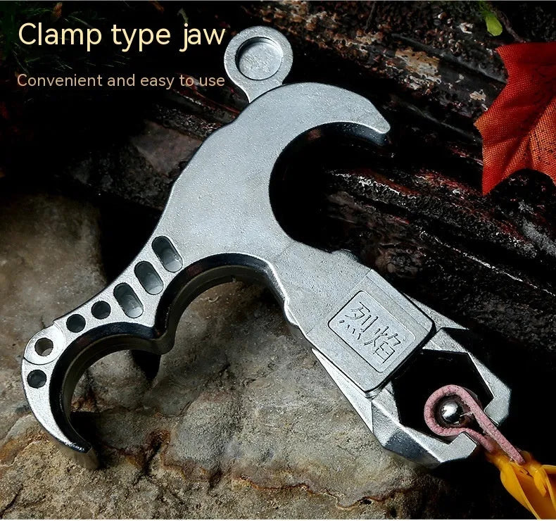 Zinc alloy archery release aid with a two-axis harpoon clip on a white background.