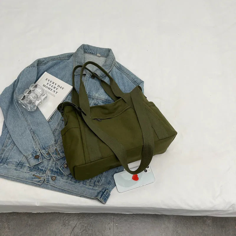 Large capacity polyester shoulder bag for women with internal mobile phone pocket