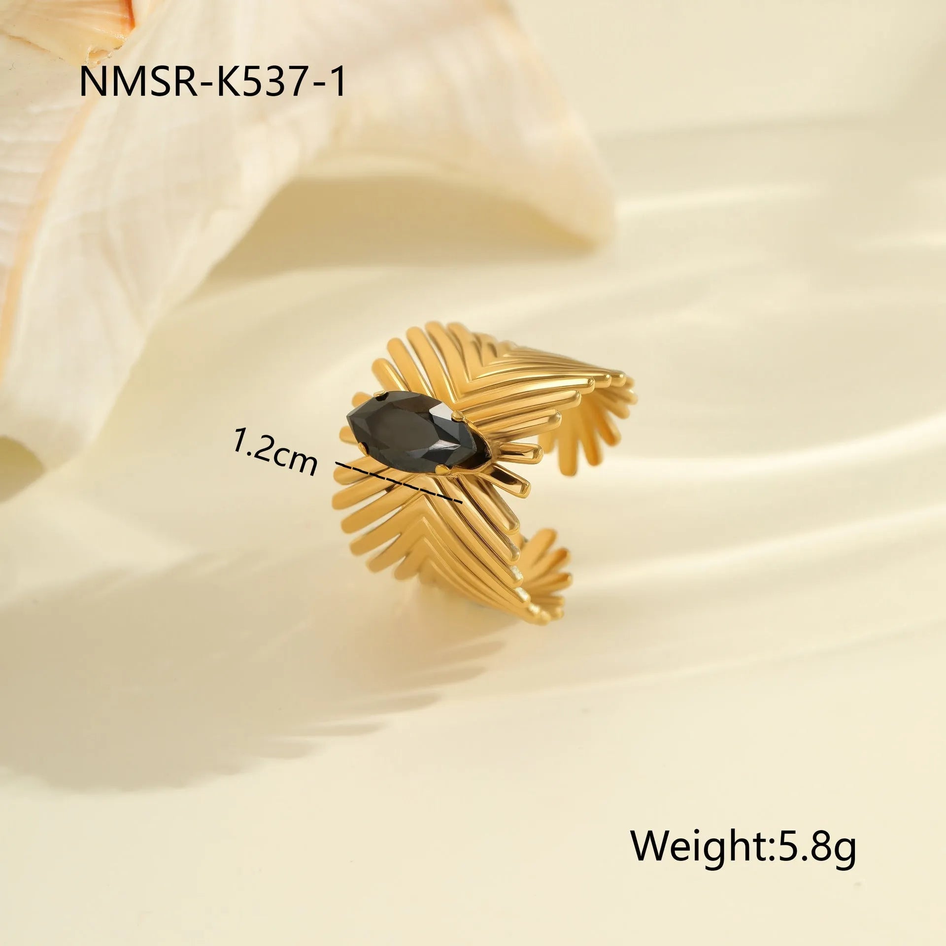 Geometric stainless steel ring for women with zircon detail and open adjustable design.