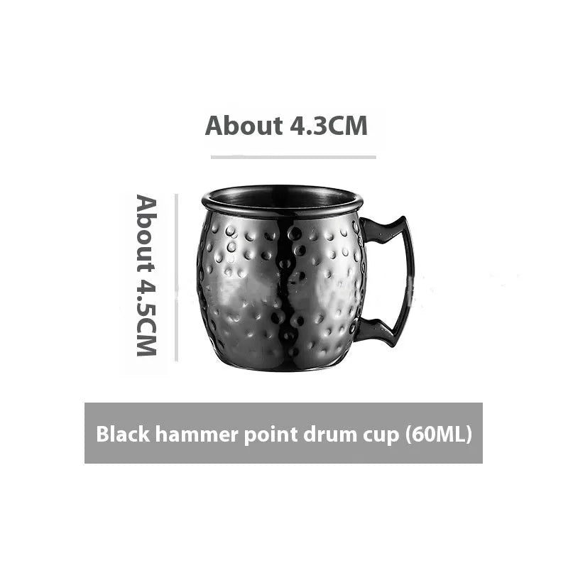 Stainless steel Moscow Mule cup with copper plating in hammer point style showing metallic finish.