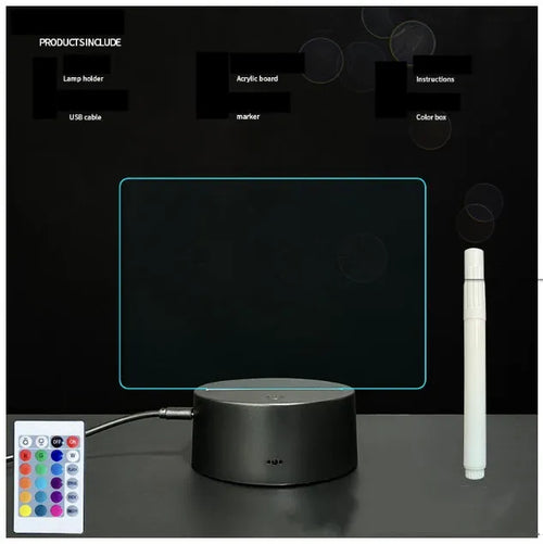 Black crack touch colour 3D acrylic message board night light with remote control and stylus on desk