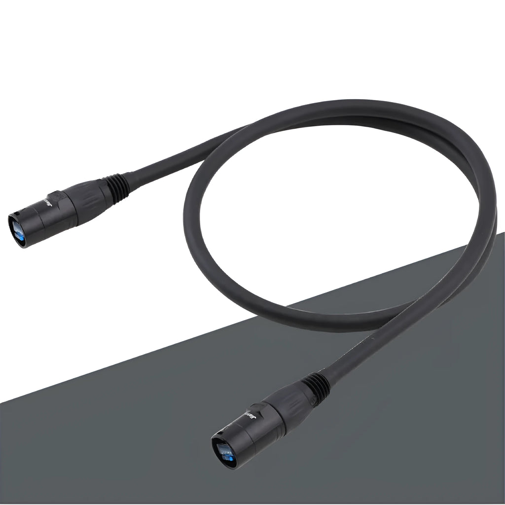 Black CAT6 RJ45 to NE8FF female network extension cable on a white background.