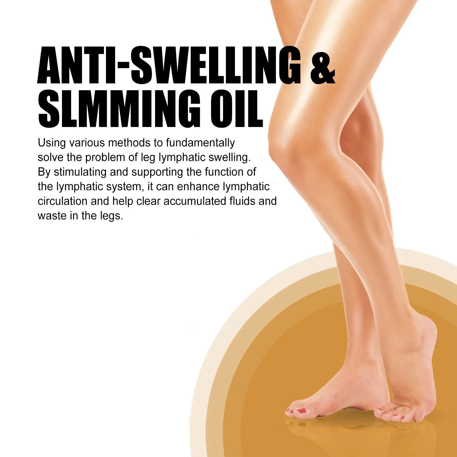 50ml bottle of botanical body moisturising oil with six extracts for skin care and leg massage