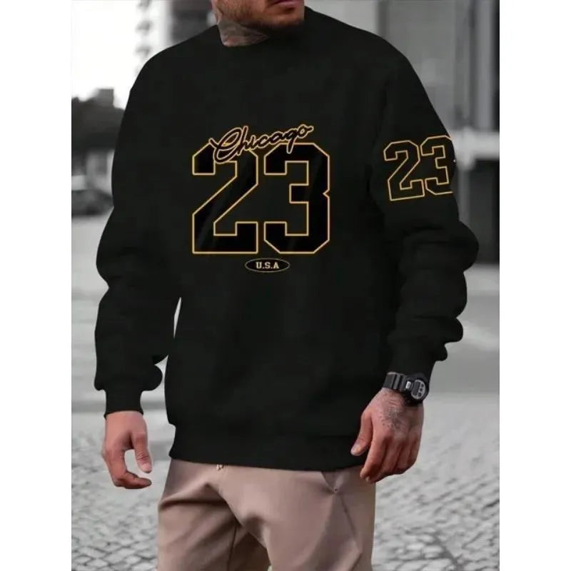Mens art letter design fleece pullover sweatshirt in apricot polyester fibre