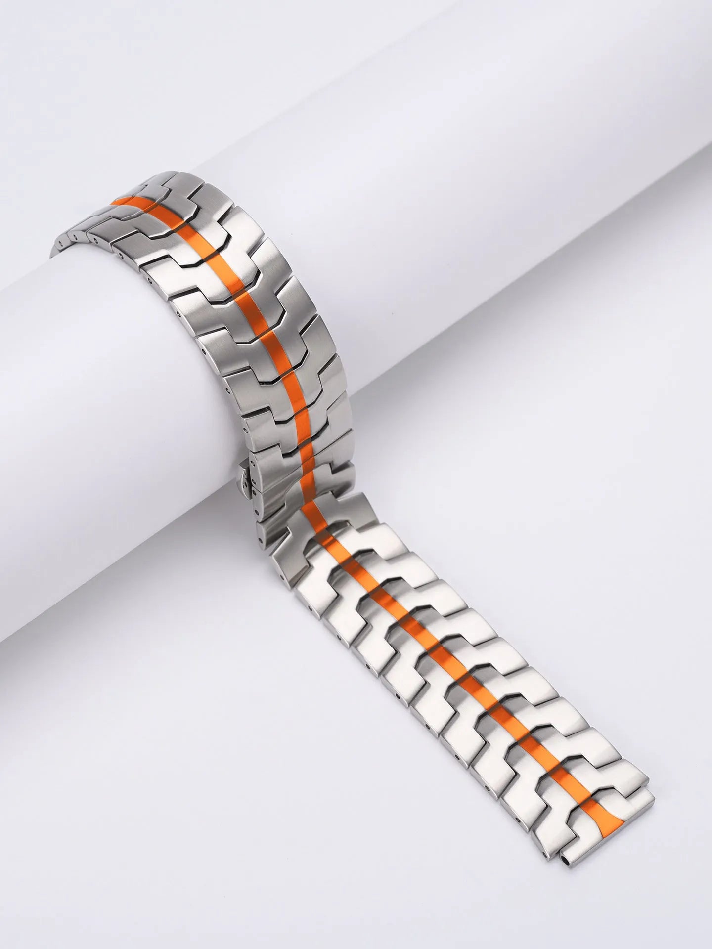 Stainless steel watch strap for Samsung Galaxy Watch in silver and black colours, showing 20mm and 22mm size options.