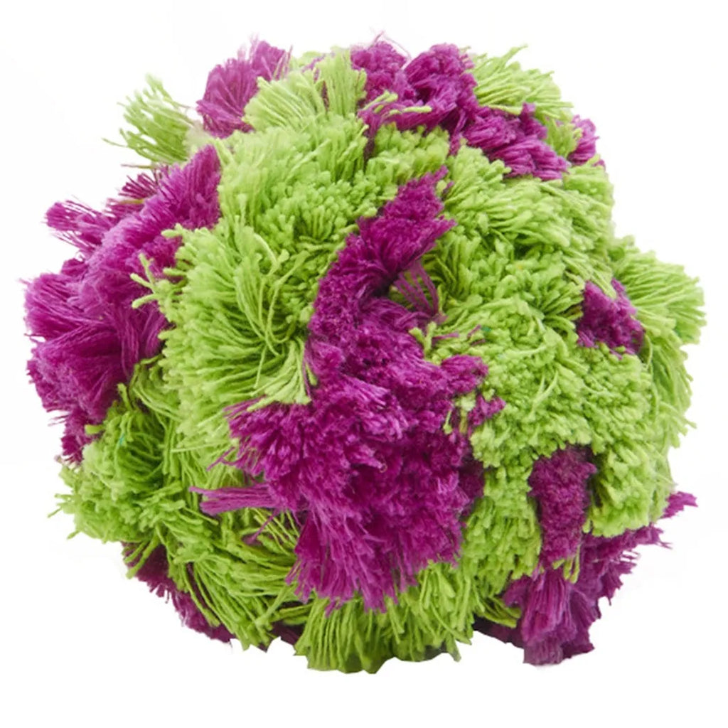 Purple plush dog chew ball seaweed design 15cm diameter
