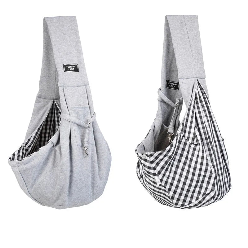 Large folding cat messenger backpack in multiple colours, shown with sturdy shoulder strap.