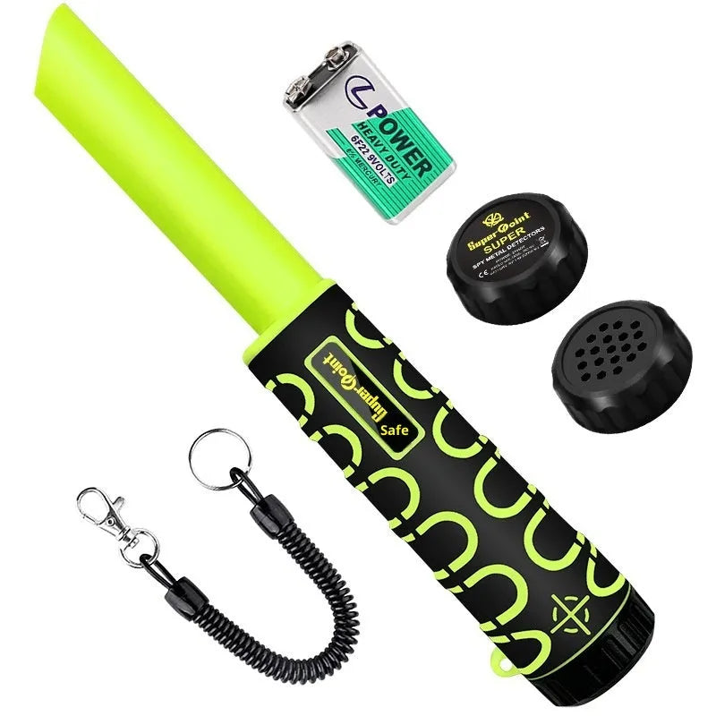 Fully waterproof outdoor metal detector 300x80x80mm green without battery with leather case