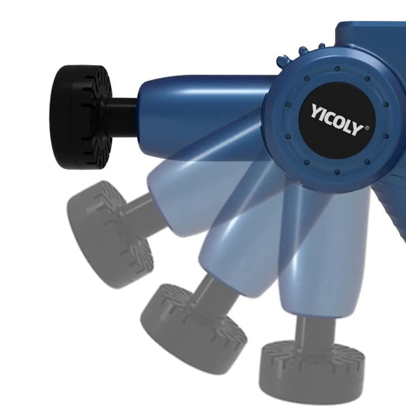 Smart muscle massage gun with adjustable angle head, 5 massage heads, and storage bag for hot and ice compress therapy