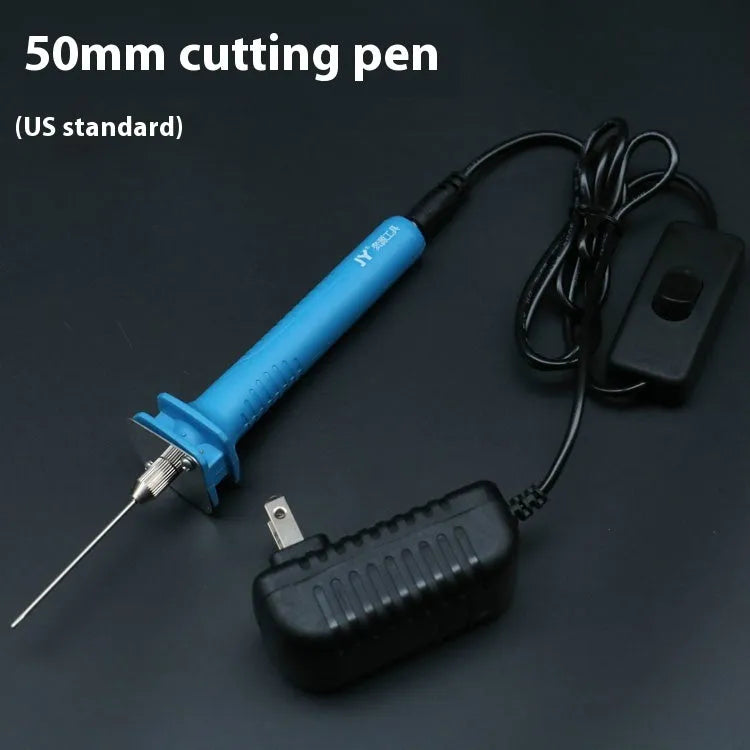 Blue electric heating cutter pen for foam materials with nickel-chrome blade and plastic handle