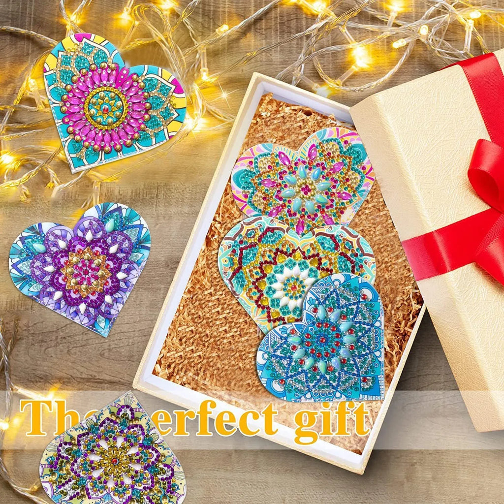 Six PU leather handmade bookmarks with crystal flower cornerite designs in modern simplicity style