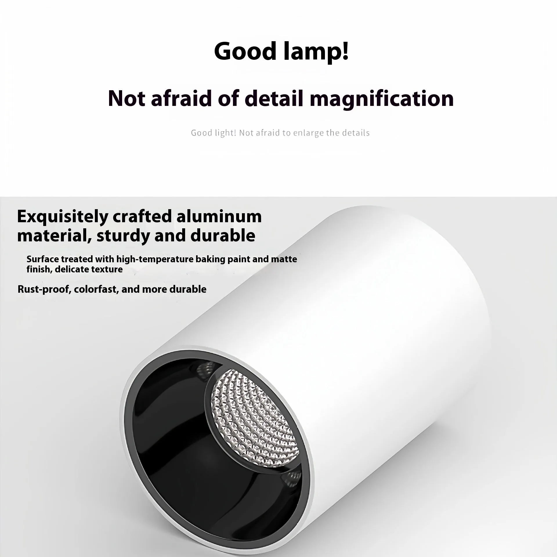 Round aluminium LED surface mounted spotlight in white finish with non-strobe isolated driver