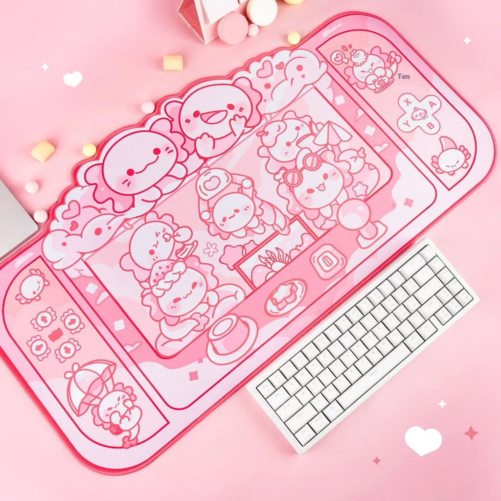Hexagonal dragon crane machine pattern on 75×40cm cloth mouse pad with wrist support