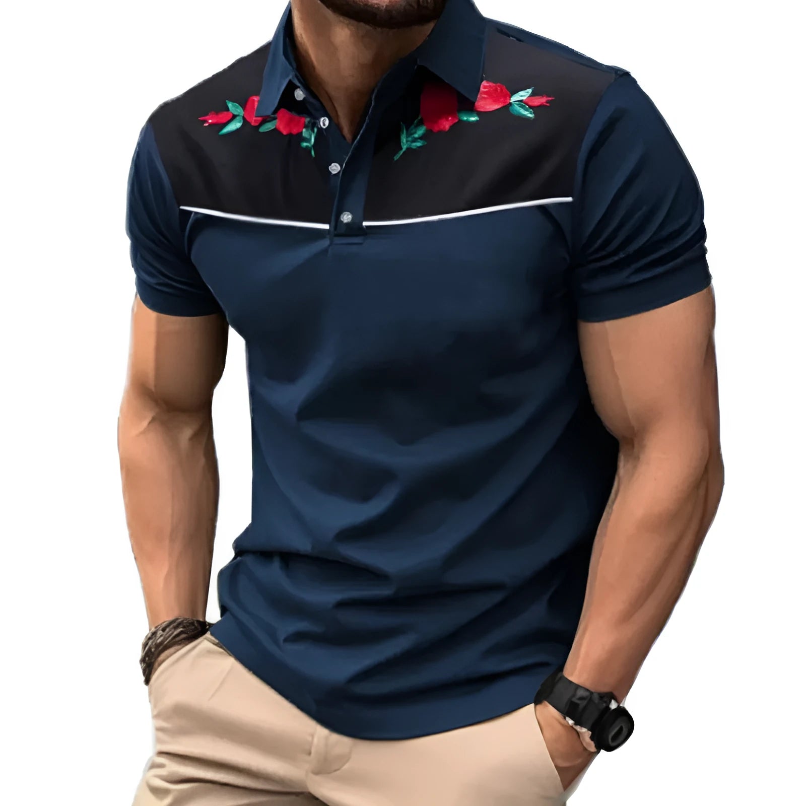 Men's short sleeve mesh polo shirt with zipper decoration detail in pictured colour