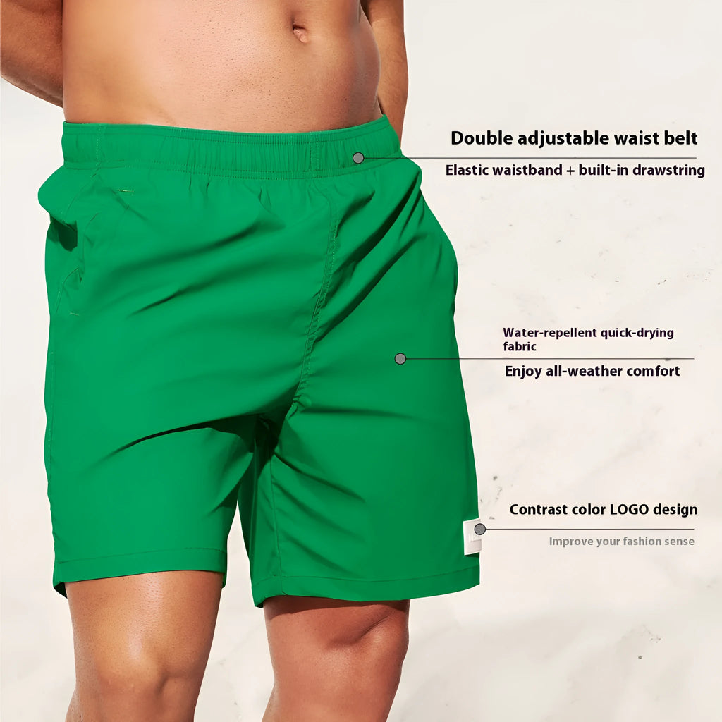 Men's quick-drying nylon casual shorts in straight leg design available in multiple colours