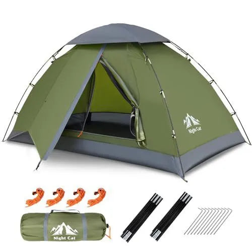 Dark green automatic pop-up dome camping tent for 2 people