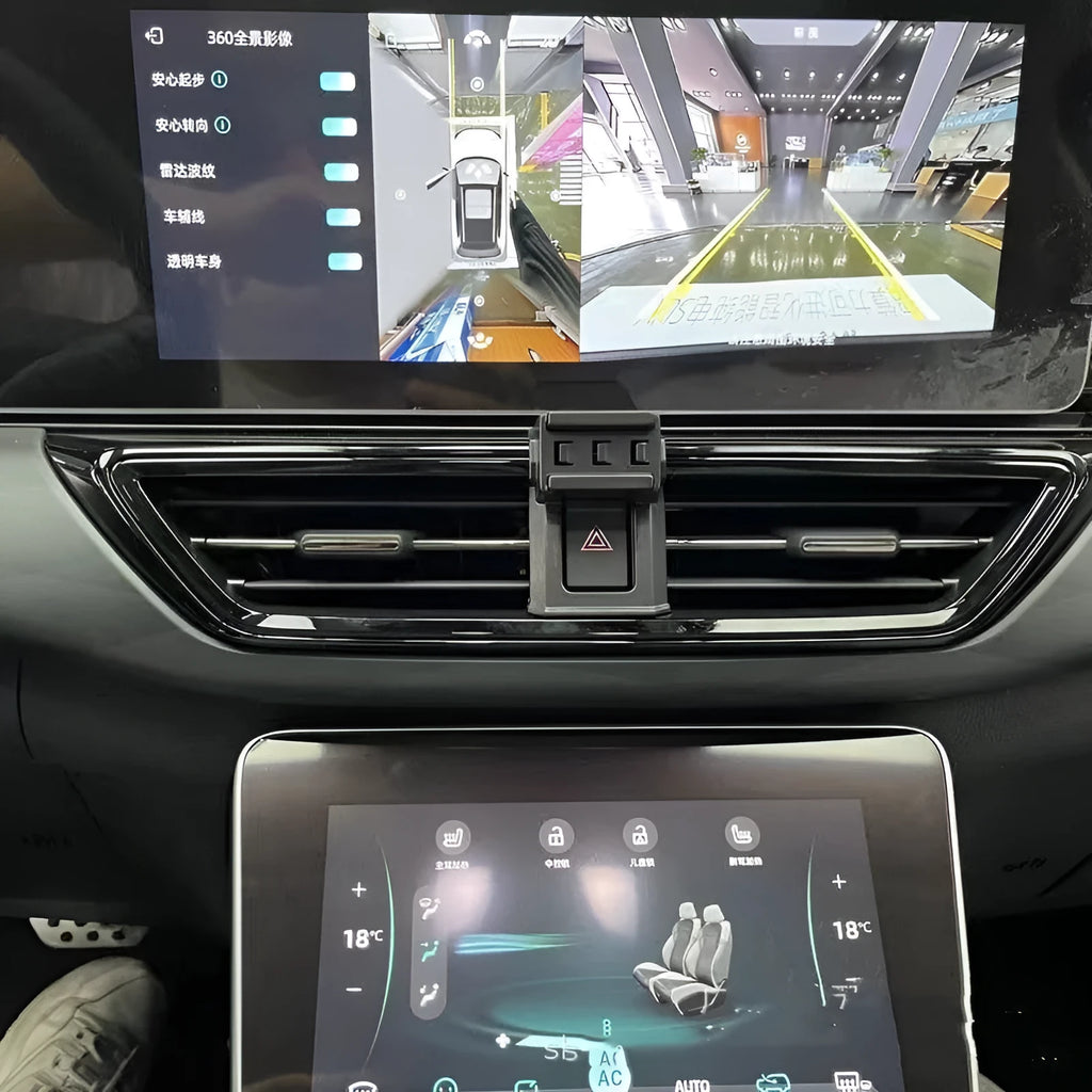 GOODWAY brand car dashboard mobile phone holder showing 360-degree rotation mechanism.