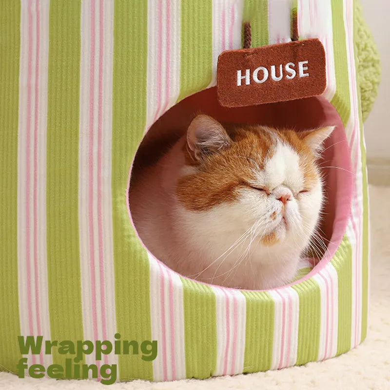 Green cauliflower tree hole enclosed pet house for small dogs and cats
