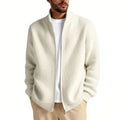 Men's loose fit cardigan sweater coat in chemical fibre blend available in five colours