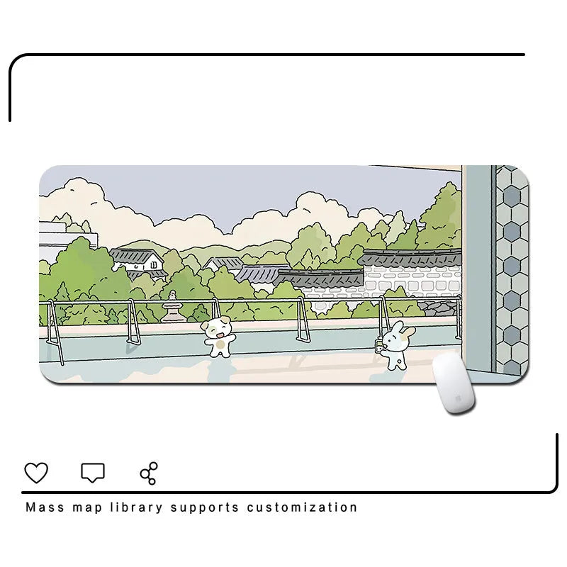 Oversized desk mat for laptop and computer with colourful designs in multiple size options