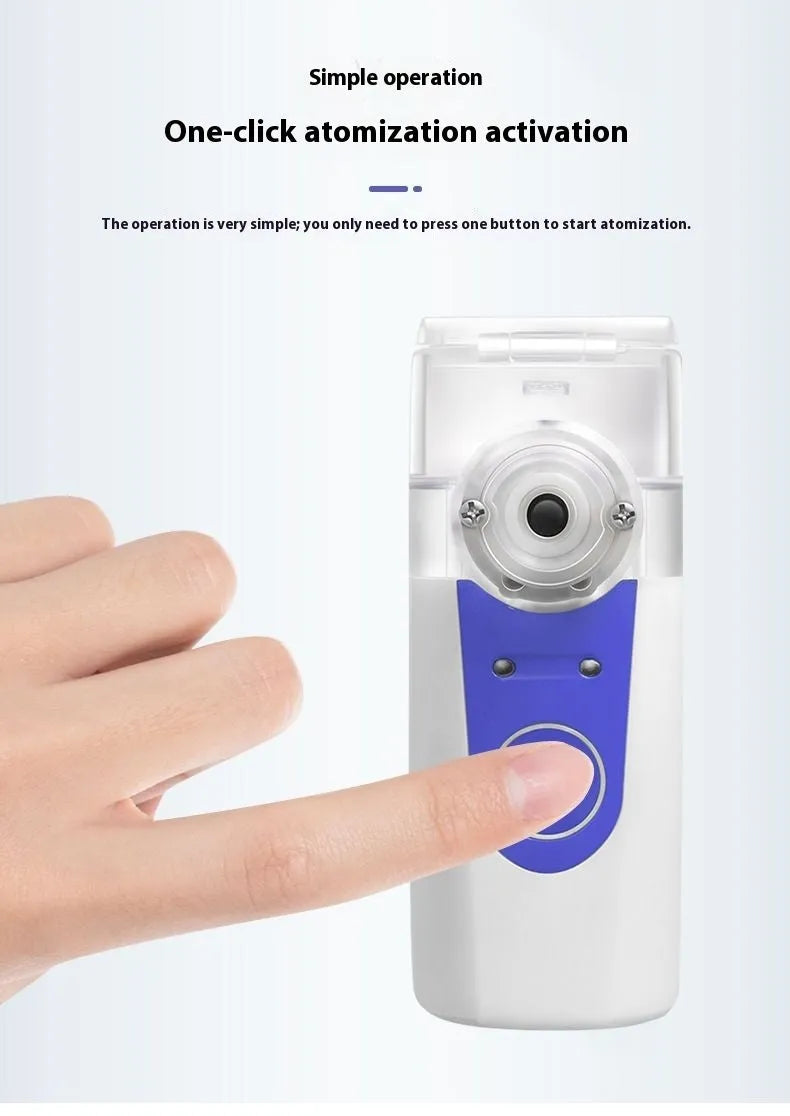 Handheld columnar USB nebuliser spray machine with a water tank, for quiet household use.