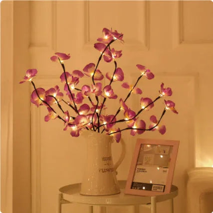 65cm long pink LED phalaenopsis branch decorative light with battery operation for bedroom