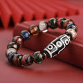 Chinese coloured glaze bracelet with five-colour design featuring snake lucky beads in traditional manual craftsmanship