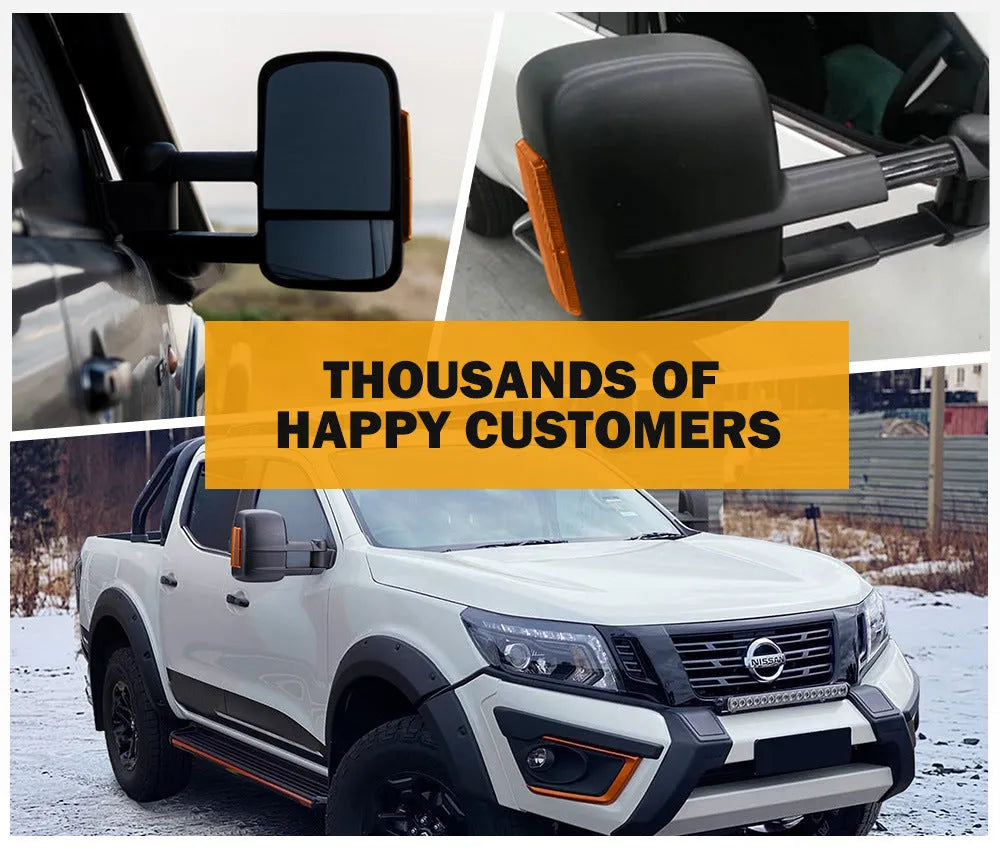 Black electric side mirror with integrated light for Nissan NP300 D23 2015-on