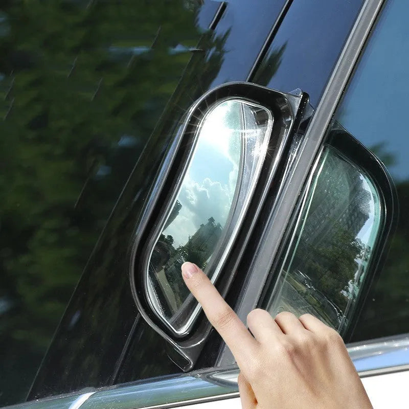 Black universal wide angle car mirror extension with two-row design for blind spot visibility