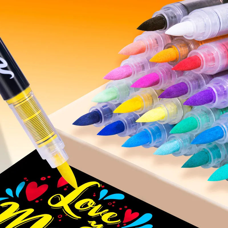 Set of straight liquid acrylic marker pens in multiple colours for art and graffiti.