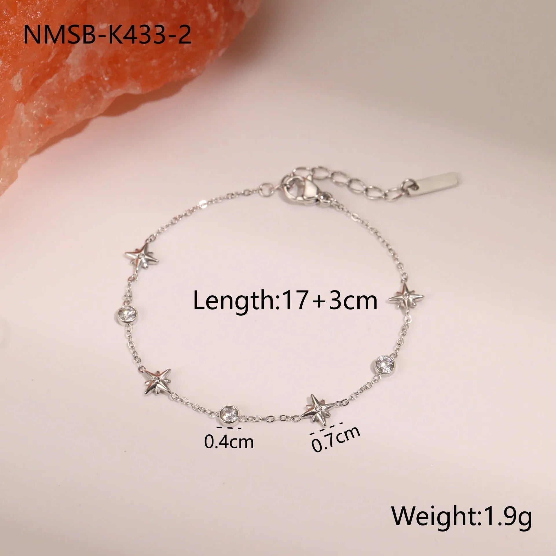 Gold plated stainless steel bracelet with geometric star pendant, women's office jewellery