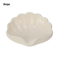 Plastic shell-shaped soap dish in pearl white colour with drainage design for bathroom use