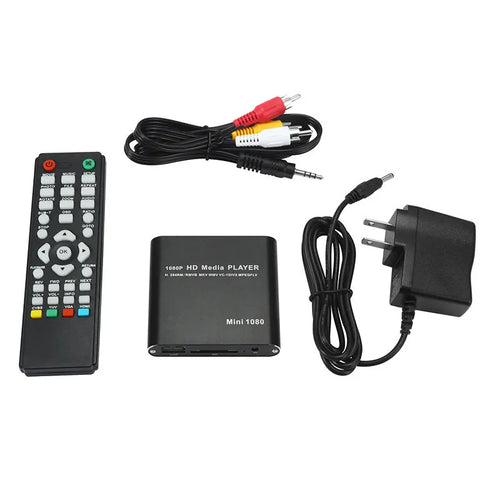 1080p Full HD media player with compact metal housing in black or blue colour