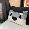 Gray Schnauzer dog print decorative cushion pillow on a sofa