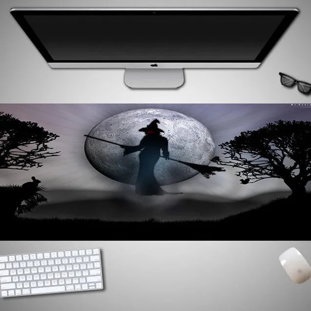 Oversized Halloween-themed gaming mouse pad with non-slip rubber base