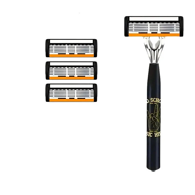 Black six-layer finger type handle for manual shaver with multiple blade quantity options