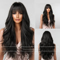 Long curly wig with bangs in high-temperature fibre, 26inch length, five colour options for women