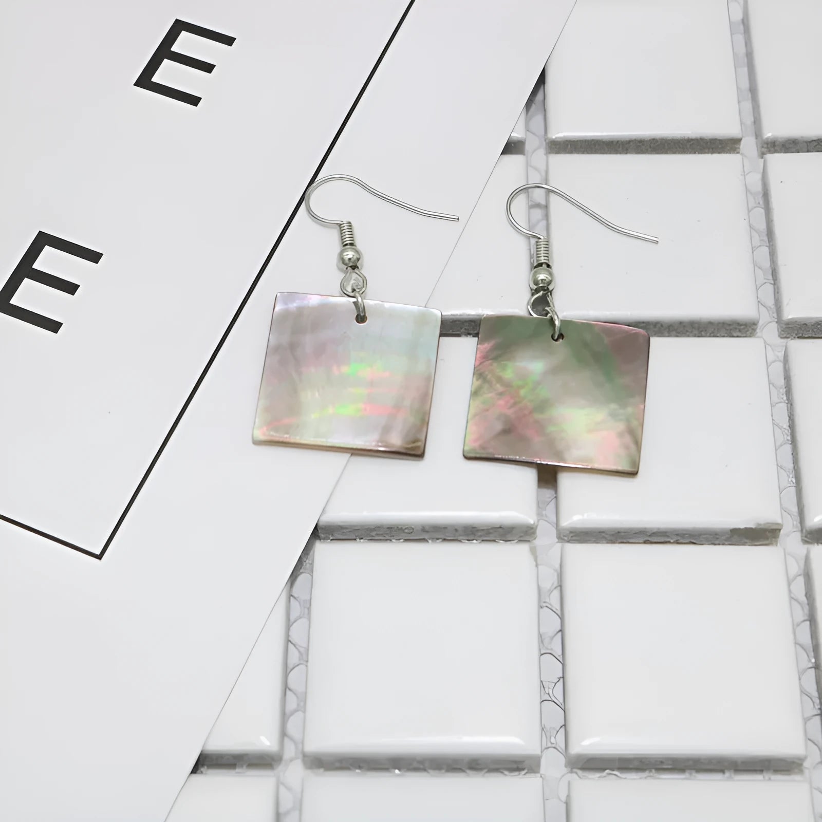Geometric shell earrings for women in square panther or rectangular shell designs