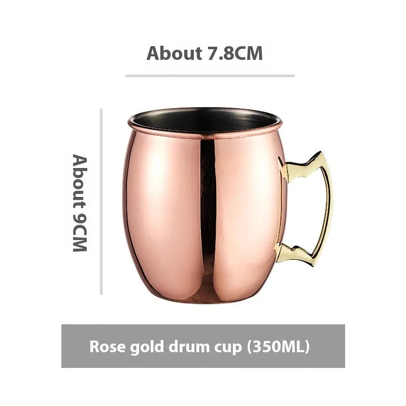 Stainless steel Moscow Mule cup with copper plating in hammer point style showing metallic finish.