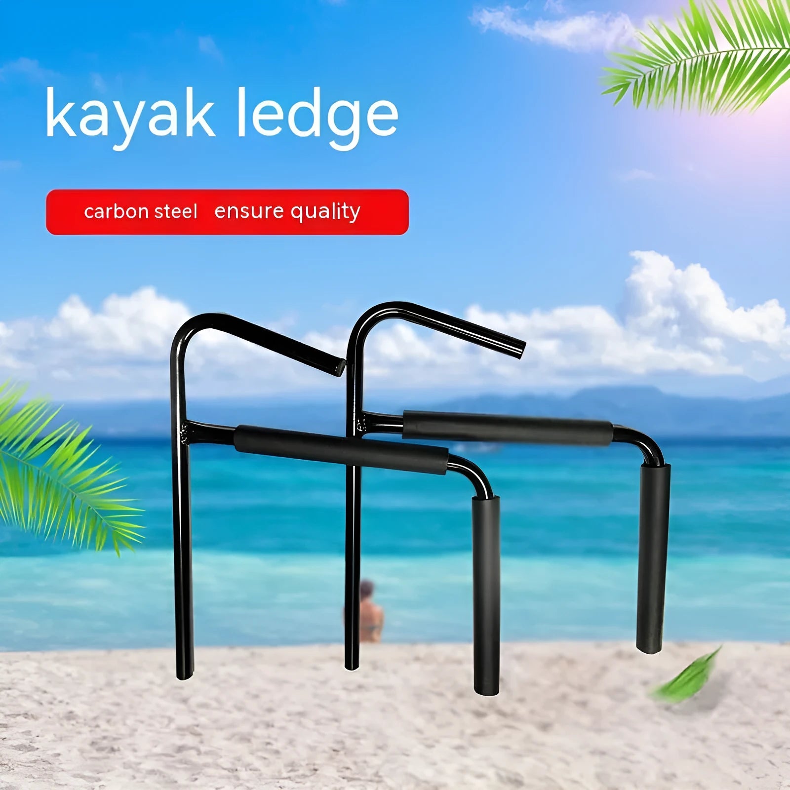 Carbon steel kayak and surfboard wall hanger rack with dimensions 43 by 38 by 6 cm