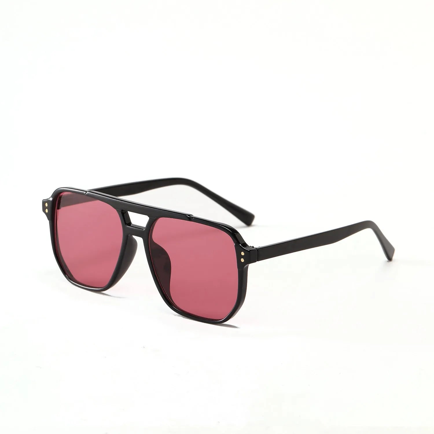 Women's square double beam fashion sunglasses with full frame design in multiple colour options