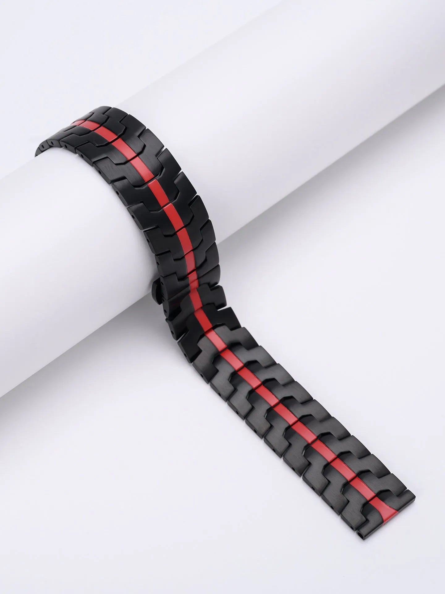 Stainless steel watch strap for Samsung Galaxy Watch in silver and black colours, showing 20mm and 22mm size options.