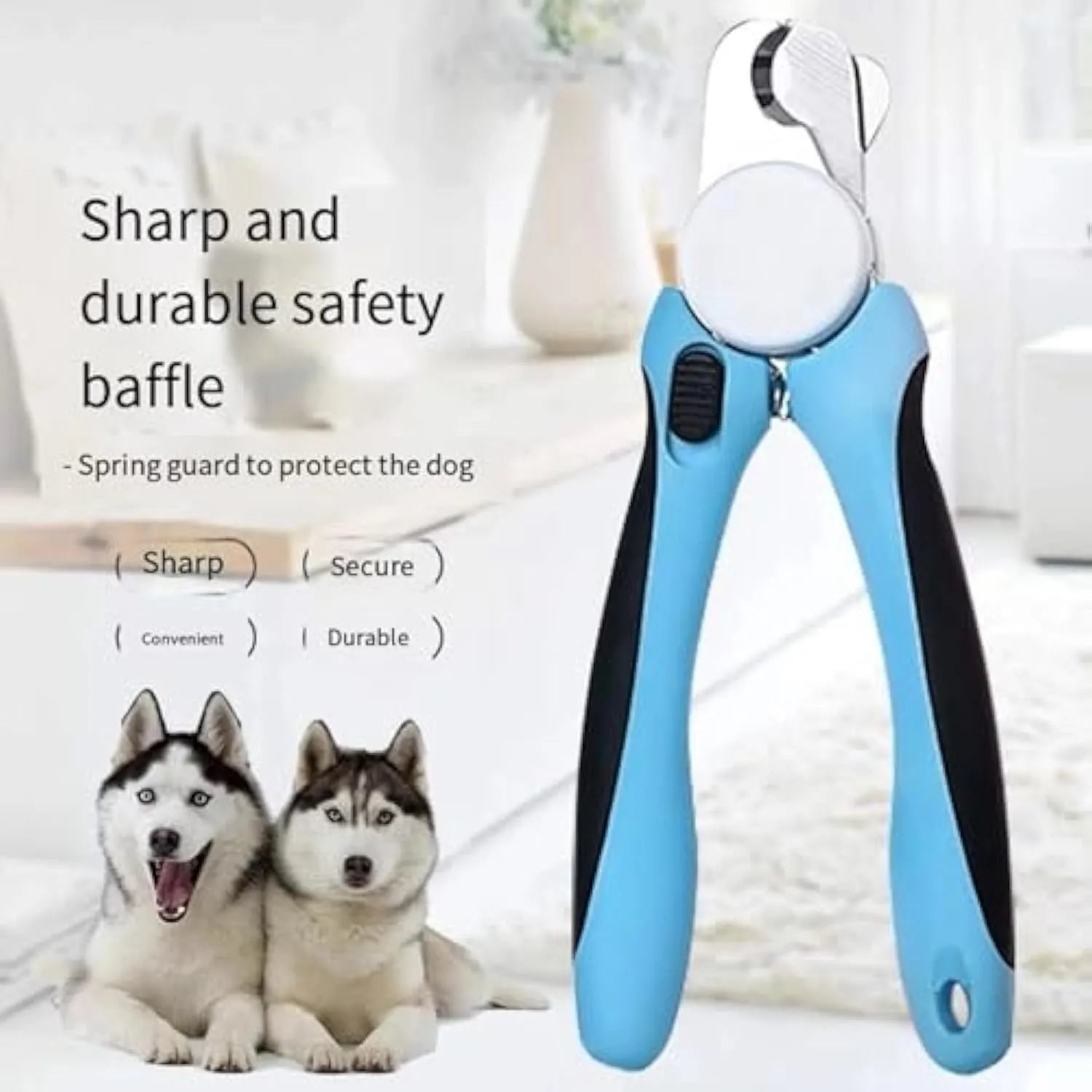 Blue heavy-duty dog nail clippers with safety guard for large breed thick nails