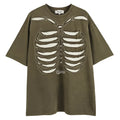 Skull pattern loose-fit cotton t-shirt with drop shoulders in black colour