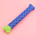 Blue green silicone dog dental toy with brush head design and massage nodules for teeth cleaning