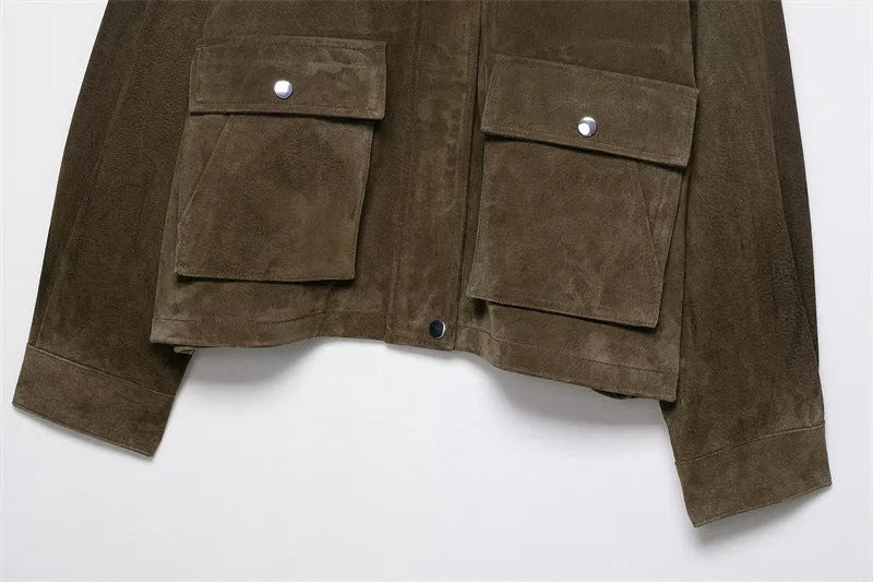 Women's medium thickness PU jacket in Japanese Korean casual style