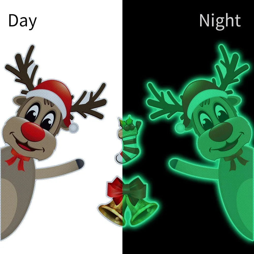 Christmas elk bell magnetic luminous reflective bumper sticker set for car decoration