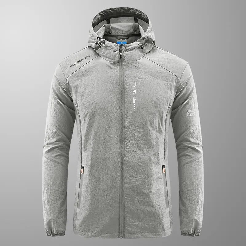 Men's lightweight summer hooded jacket in nylon fabric with loose fit available in five colours